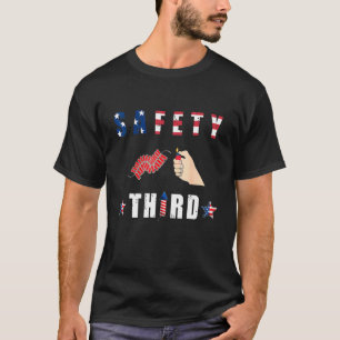 T-shirt 4 juillet Amour patriotique Fireworks Sécurité Tro