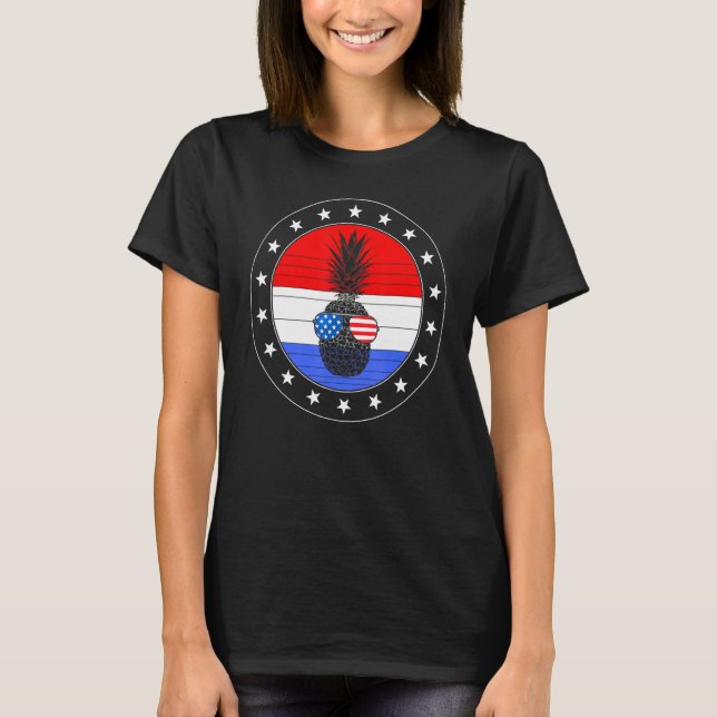 T-shirt 4 juillet Ananas Cute Beach Aloha Independenc (Devant)