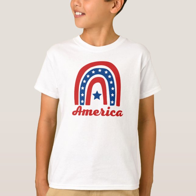 T-shirt 4 juillet arc-en-ciel américain (Devant)