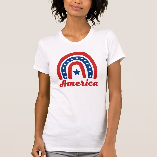 T-shirt 4 juillet arc-en-ciel américain (Devant)