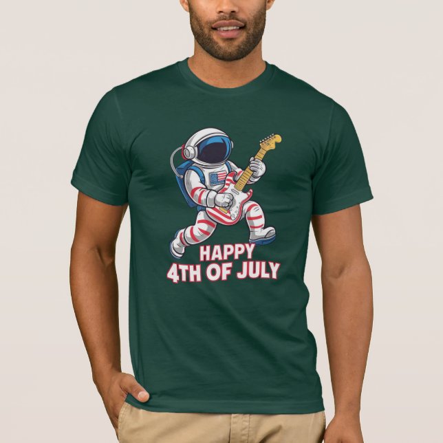 T-shirt 4 juillet, astronaute américain (Devant)