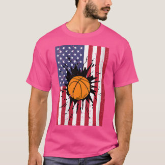 T-shirt 4 juillet Basketball américain Drapeau patriotique