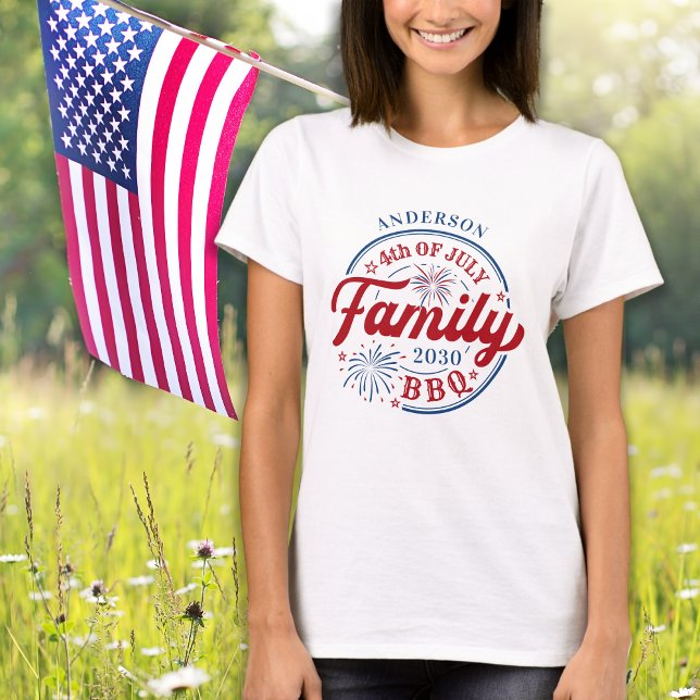 T-shirt 4 juillet BBQ Famille Personnalisée Réunion Unisex (Créateur téléchargé)