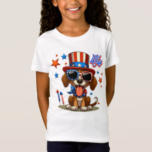 T-Shirt 4 juillet chien/chiot mignon, patriotique