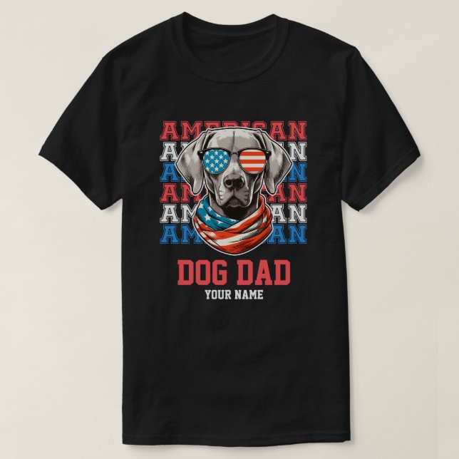T-shirt 4 juillet Chien dans les lunettes Chien papa Perso (Design devant)