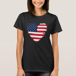 T-shirt 4 juillet Coeur rétro Patriotique Américain Drapea