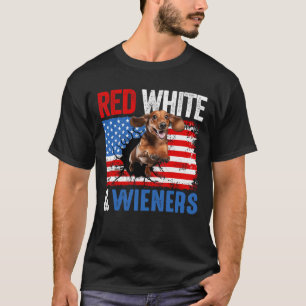T-shirt 4 juillet Dachshund Chien Chemise Rouge Blanc Et W