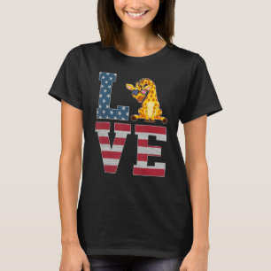 T-shirt 4 juillet Décor Patriotic Love Giraffe American