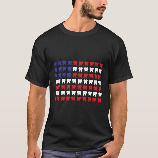 T-shirt 4 juillet Dental Hygieniss Patriotique Tooth Docto (Devant)