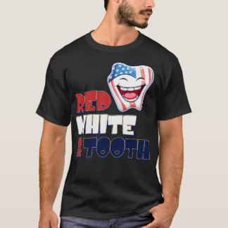 T-shirt 4 juillet Dentiste Blancs Rouge