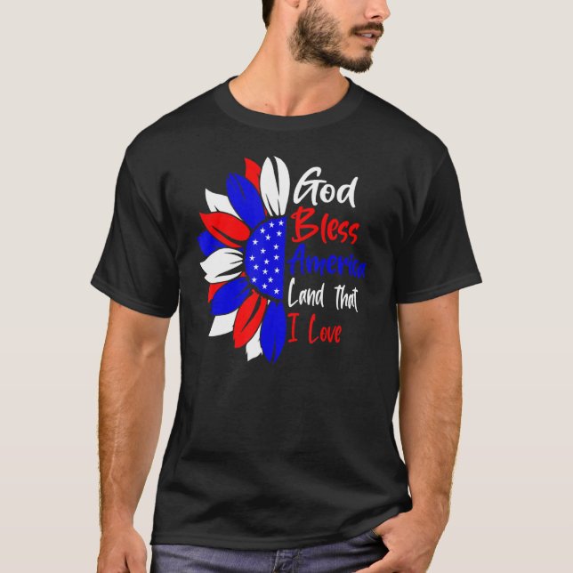 T-shirt 4 juillet Dieu Béni L'Amérique Terre Que J'Aime So (Devant)