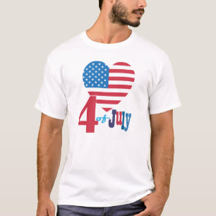 T-shirt 4 juillet drapeau américain de coeur de drapeau