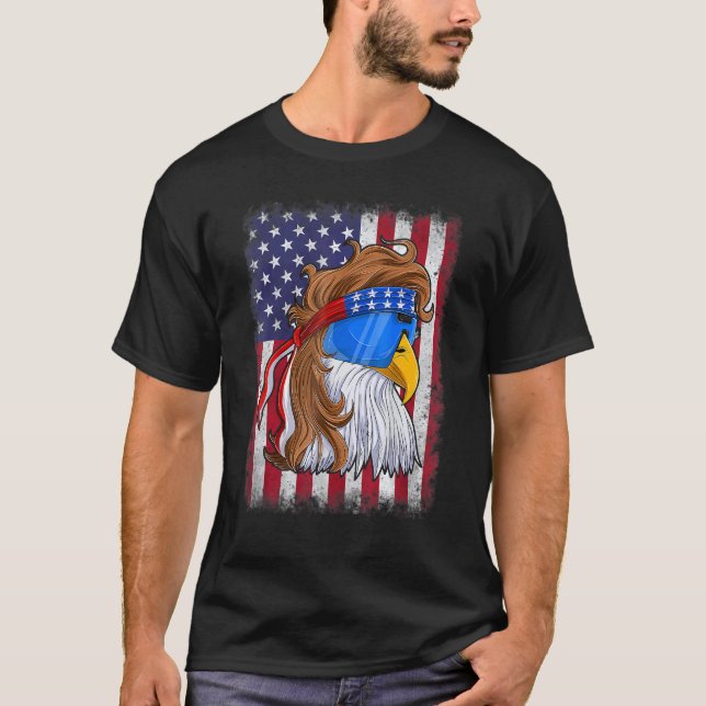 T-shirt 4 juillet Drapeau américain Patriotique Eagle Mull (Devant)
