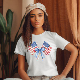 T-shirt 4 juillet Drapeaux croisés Fête de l'indépendance