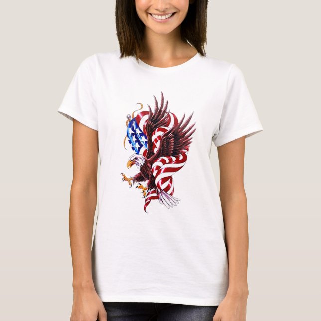 T-shirt 4 juillet Eagle et illustration de drapeau (Devant)