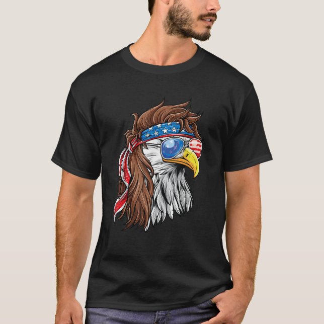 T-shirt 4 juillet Eagle Mullet Murica Drapeau américain US (Devant)