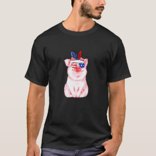 T-shirt 4 juillet États-Unis Drapeau Amérique Piggy Jo