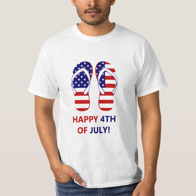 T-shirt 4 juillet Étoiles et rayures de tongs d'été (Devant)