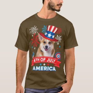 T-shirt 4 juillet Fête Patriotique Corgi Chien Indépendanc