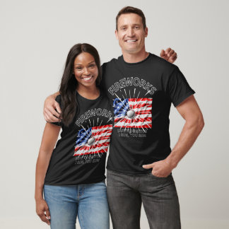 T-shirt 4 juillet feux d'artifice et drapeau américain de 
