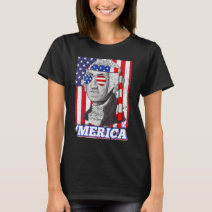 T-shirt 4 juillet George Washington Patriotique Merica Fla