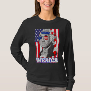 T-shirt 4 juillet George Washington Patriotique Merica Fla