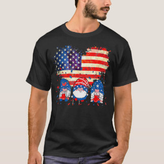 T-shirt 4 juillet Gnomes Drapeau Patriotique Américain