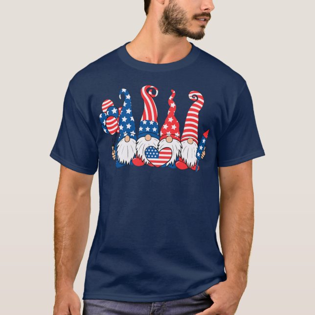 T-shirt 4 juillet Hommes Femmes Filles Drapeau Américain  (Devant)