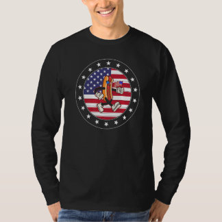T-shirt 4 juillet Hotdog Independence Day Usa Flag Meric