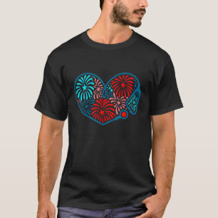 T-shirt 4 juillet Infirmière Stethoscope Coeur feux d'arti
