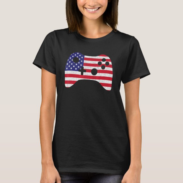 T-shirt 4 juillet jeu vidéo American Flag jeu vidéo (Devant)
