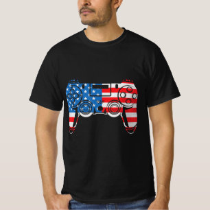 T-shirt 4 juillet Jeu Vidéo Gamer USA Drapeau Enfants Garç