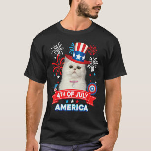 T-shirt 4 juillet jour de fête patriotique chat persan ind