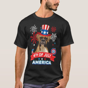 T-shirt 4 juillet Jour Patriotique Boxe Chien Indépendance