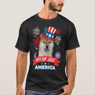 T-shirt 4 juillet Jour Patriotique Shiba Inu Chien Indépen