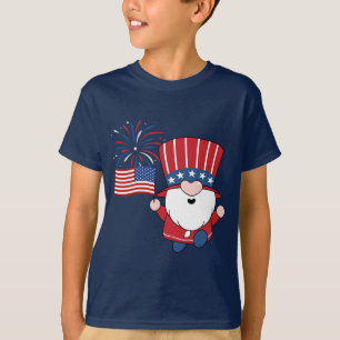 T-shirt 4 juillet Leprechaun et le drapeau américain