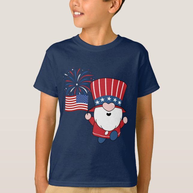 T-shirt 4 juillet Leprechaun et le drapeau américain (Devant)