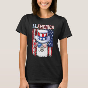 T-shirt 4 juillet Llamerica Patriotique Lama Drapeau Usa