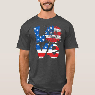 T-shirt 4 juillet Love tournesol patriotique américain