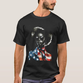 T-shirt 4 juillet Melanin Afro African American Flag USA