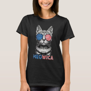 T-shirt 4 juillet Meowica Chat Merica Hommes États-Unis Fl