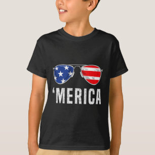 T-shirt 4 juillet Merica Drapeau Lunettes de soleil Garçon