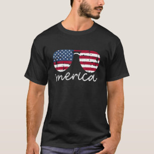 T-shirt 4 juillet Merica Lunettes de soleil Drapeau améric