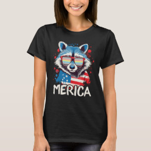 T-shirt 4 juillet Merica Raccoon Demiflux Lunettes de sole