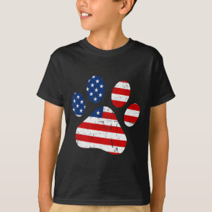 T-shirt 4 juillet mignon chien paw États-Unis Drapeau amér
