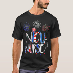 T-shirt 4 juillet Nicu Nurse, Funny Nurse USA Drapeau