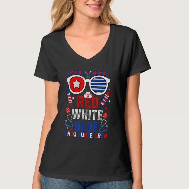 T-shirt 4 juillet Patriote de l'équipage de l'infirmière P (Devant)