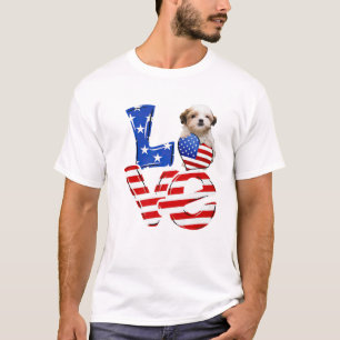 T-shirt 4 juillet Patriotique AMOUR Teddy Bear Chien Améri