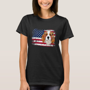 T-shirt 4 juillet Patriotique Chien Maman Papa US Drapeau 