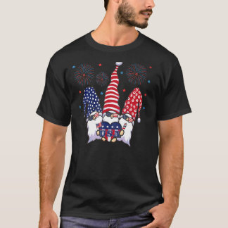 T-shirt 4 juillet Patriotique Gnomes Usa Fireworks Indepen
